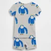 Conjunto de pijama de pantalones cortos de algodón orgánico cepillado con gorila para bebés y niños pequeños