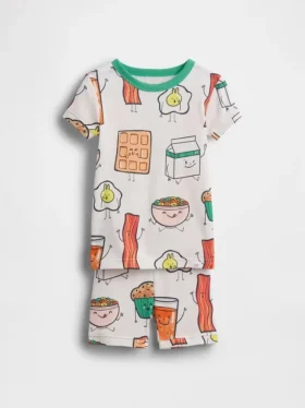 Conjunto de pijama de pantalones cortos de algodón orgánico cepillado para bebés y niños