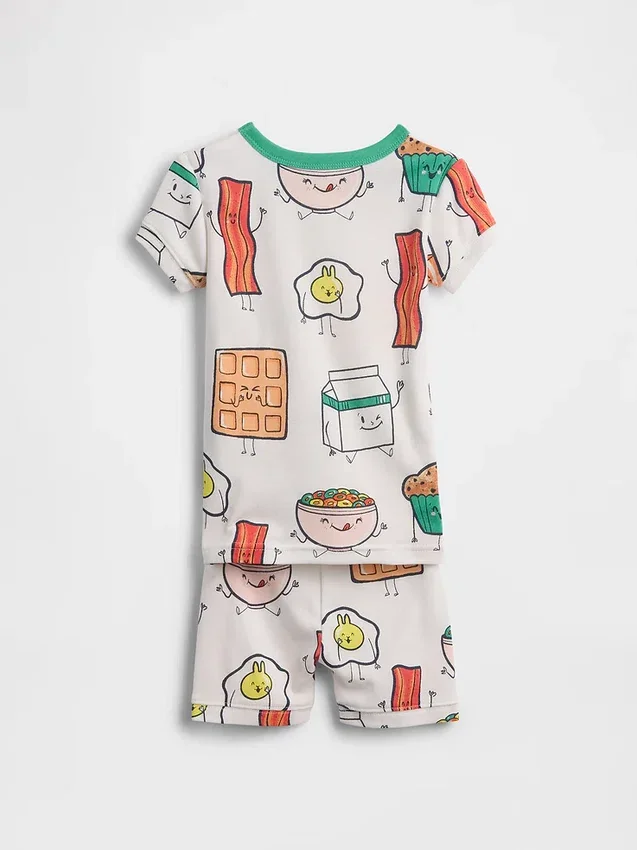 Conjunto de pijama de pantalones cortos de algodón orgánico cepillado para bebés y niños