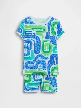 Conjunto de pijama de pantalones cortos de algodón orgánico cepillado para bebés y niños pequeños