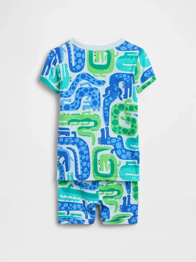 Conjunto de pijama de pantalones cortos de algodón orgánico cepillado para bebés y niños pequeños