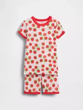 Conjunto de pijama de pantalones cortos de algodón orgánico cepillado «Tomato» para bebés y niños pequeños