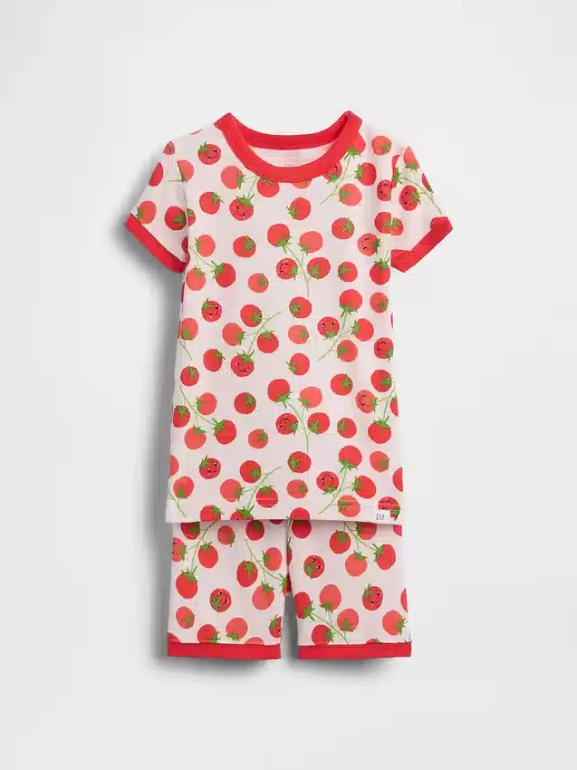 Conjunto de pijama de pantalones cortos de algodón orgánico cepillado «Tomato» para bebés y niños pequeños