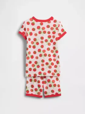 Conjunto de pijama de pantalones cortos de algodón orgánico cepillado «Tomato» para bebés y niños pequeños
