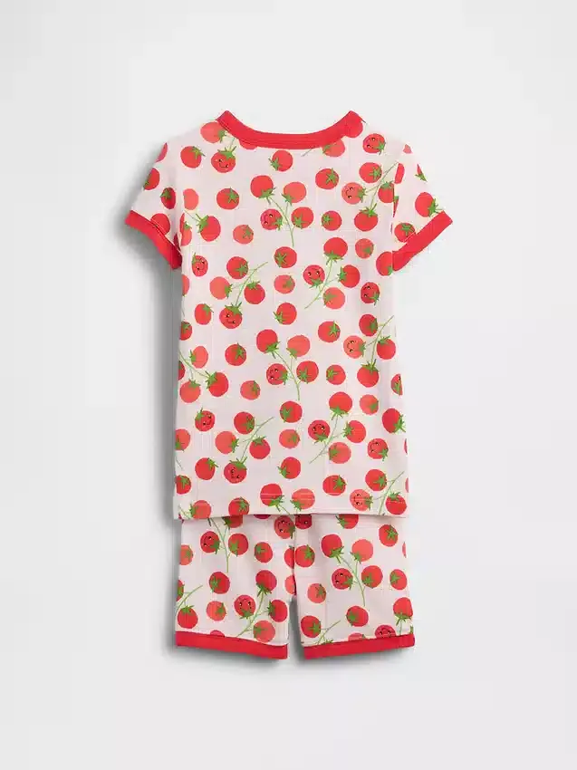 Conjunto de pijama de pantalones cortos de algodón orgánico cepillado «Tomato» para bebés y niños pequeños