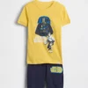 Conjunto de pijama de pantalones cortos infantiles de Star Wars de algodón orgánico cepillado