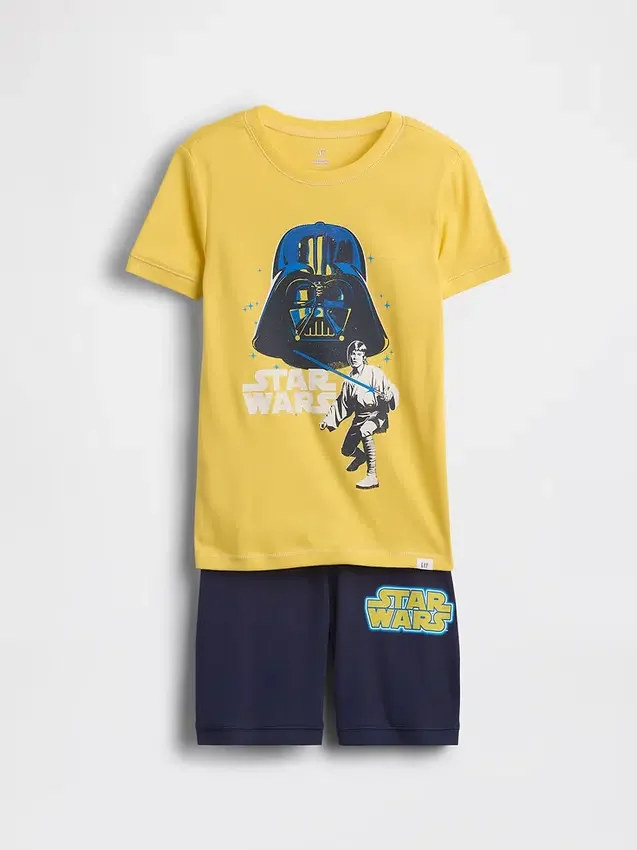 Conjunto de pijama de pantalones cortos infantiles de Star Wars de algodón orgánico cepillado