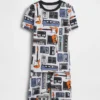 Conjunto de pijama de pantalones cortos para niño de algodón orgánico cepillado con estampado musical