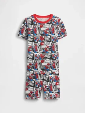 Conjunto de pijama de pantalones cortos para niño de Spider-Man, de algodón orgánico cepillado