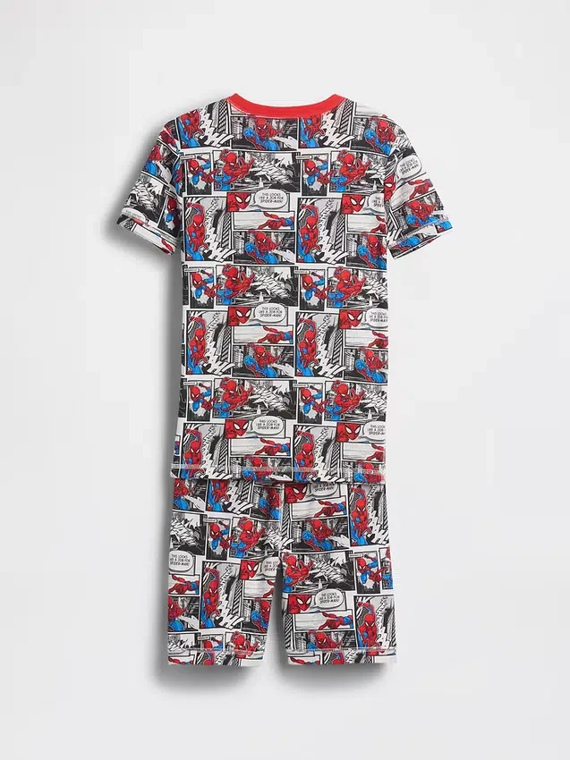 Conjunto de pijama de pantalones cortos para niño de Spider-Man, de algodón orgánico cepillado