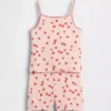 Conjunto de pijama infantil de algodón orgánico cepillado con camiseta sin mangas y pantalones cortos