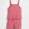 Conjunto de pijama infantil de algodón orgánico cepillado con camiseta sin mangas y pantalones cortos