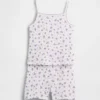 Conjunto de pijama infantil de algodón orgánico cepillado con camiseta sin mangas y pantalones cortos
