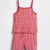 Conjunto de pijama infantil de algodón orgánico cepillado con camiseta sin mangas y pantalones cortos