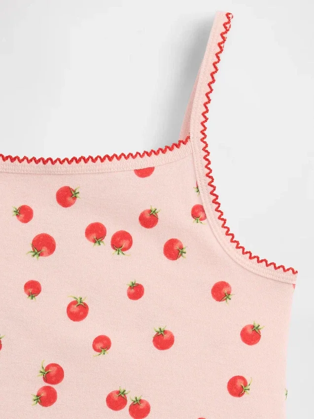 Conjunto de pijama infantil de algodón orgánico cepillado con camiseta sin mangas y pantalones cortos