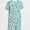 Conjunto de pijama infantil de algodón orgánico cepillado con mapa pirata en forma de pantalones cortos