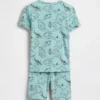 Conjunto de pijama infantil de algodón orgánico cepillado con mapa pirata en forma de pantalones cortos