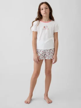 Conjunto de pijama infantil de Winnie the Pooh con camiseta de punto acanalado reciclado y pantalones cortos