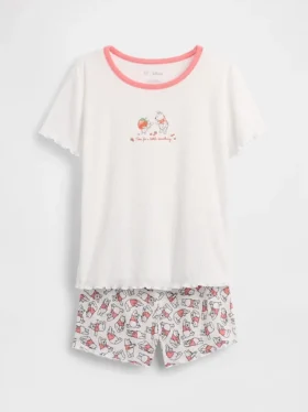 Conjunto de pijama infantil de Winnie the Pooh con camiseta de punto acanalado reciclado y pantalones cortos