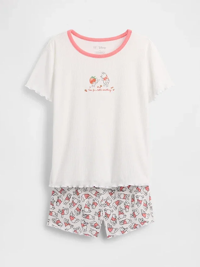 Conjunto de pijama infantil de Winnie the Pooh con camiseta de punto acanalado reciclado y pantalones cortos