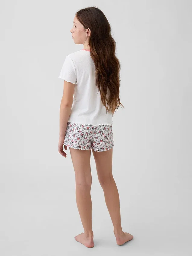 Conjunto de pijama infantil de Winnie the Pooh con camiseta de punto acanalado reciclado y pantalones cortos