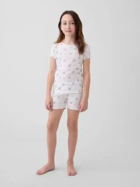 Conjunto de pijama infantil de Winnie the Pooh en algodón orgánico cepillado con pantalones cortos