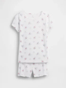 Conjunto de pijama infantil de Winnie the Pooh en algodón orgánico cepillado con pantalones cortos