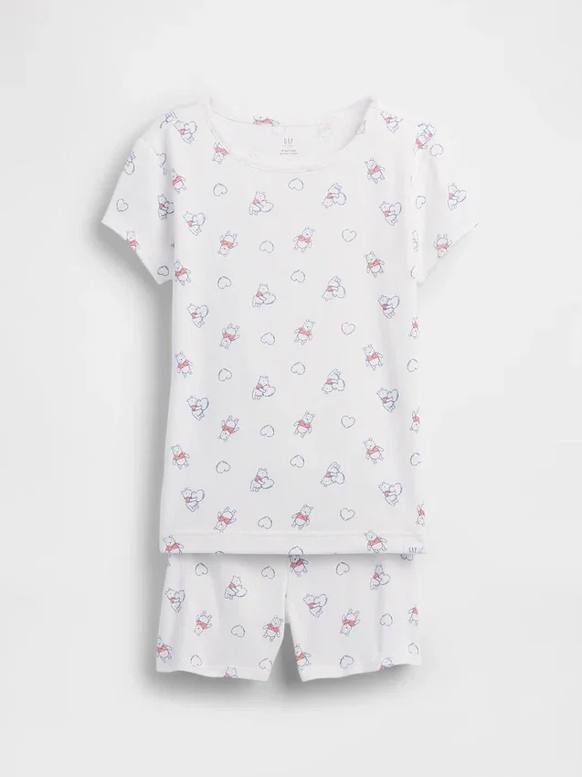 Conjunto de pijama infantil de Winnie the Pooh en algodón orgánico cepillado con pantalones cortos