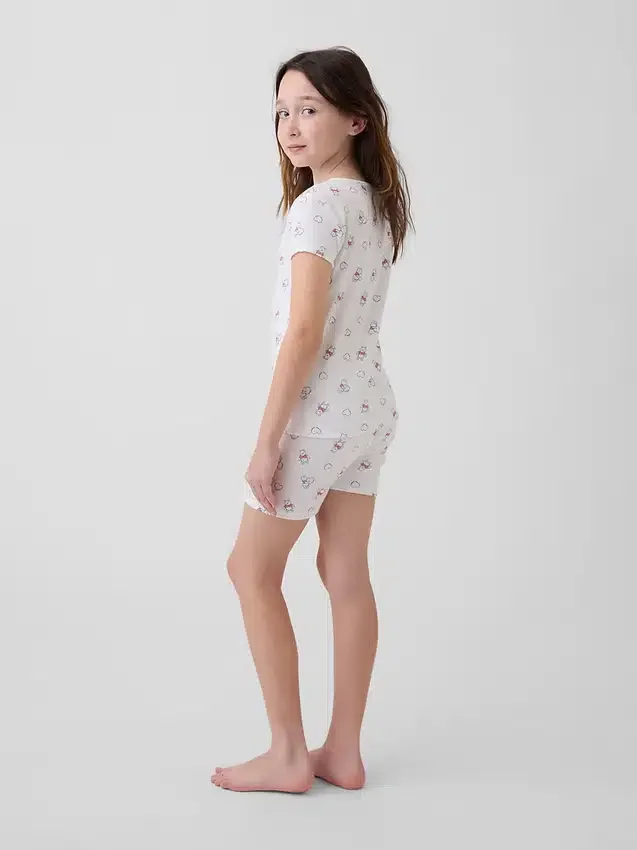 Conjunto de pijama infantil de Winnie the Pooh en algodón orgánico cepillado con pantalones cortos