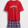 Conjunto de pijama oversize reciclado para niños con pantalones cortos