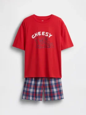 Conjunto de pijama oversize reciclado para niños con pantalones cortos
