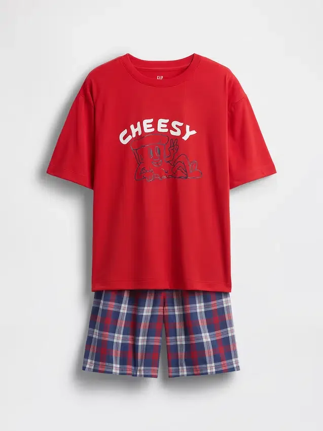 Conjunto de pijama oversize reciclado para niños con pantalones cortos