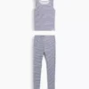 Conjunto de pijama para niños de algodón orgánico cepillado con camiseta sin mangas y leggings
