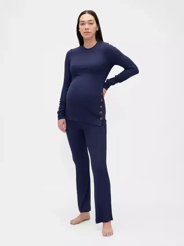 Conjunto de pijama premamá de modal acanalado