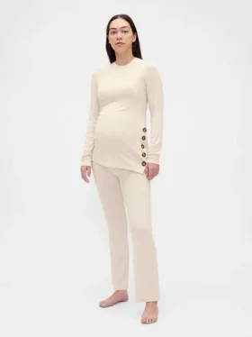Conjunto de pijama premamá de modal acanalado
