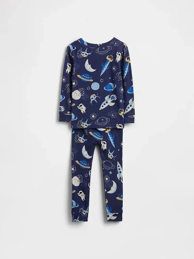 Conjunto de pijama «Space» de algodón orgánico cepillado para bebés y niños
