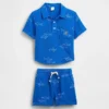 Conjunto de polo y pantalones cortos de gasa de algodón para bebés y niños pequeños