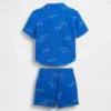 Conjunto de polo y pantalones cortos de gasa de algodón para bebés y niños pequeños