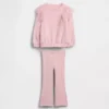 Conjunto de sudadera de tul y leggings acampanados de punto acanalado para Bebé y Niño