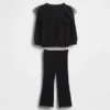 Conjunto de sudadera de tul y leggings acampanados de punto acanalado para Bebé y Niño