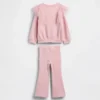 Conjunto de sudadera de tul y leggings acampanados de punto acanalado para Bebé y Niño