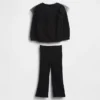 Conjunto de sudadera de tul y leggings acampanados de punto acanalado para Bebé y Niño