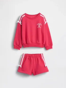 Conjunto de sudadera y pantalones cortos con lazo y logotipo Vintagesoft para Bebé y Niño
