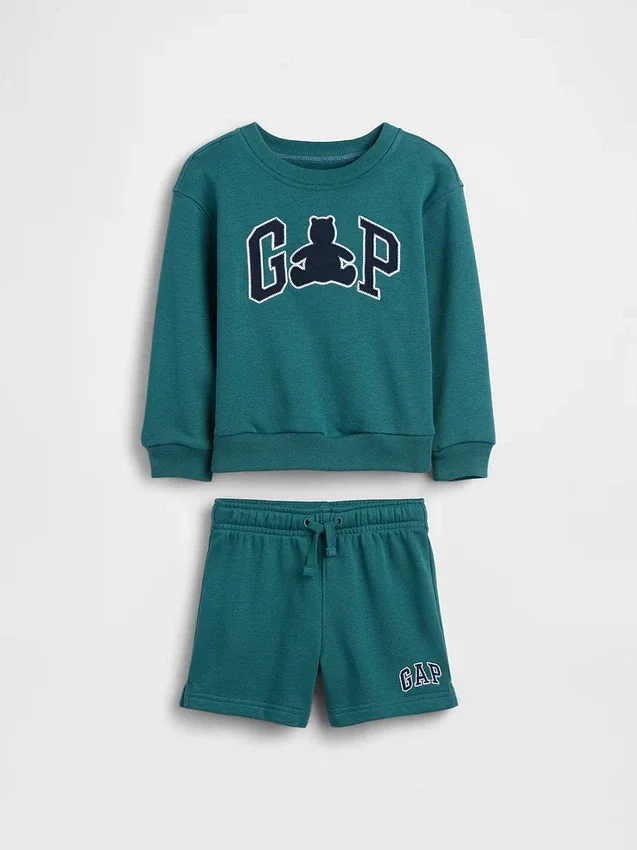 Conjunto de sudadera y pantalones cortos con logo del oso Vintagesoft Terry para Bebé y Niño