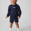 Conjunto de sudadera y pantalones cortos de felpa Vintagesoft para Bebé y Niño