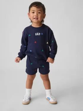 Conjunto de sudadera y pantalones cortos de felpa Vintagesoft para Bebé y Niño