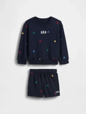 Conjunto de sudadera y pantalones cortos de felpa Vintagesoft para Bebé y Niño