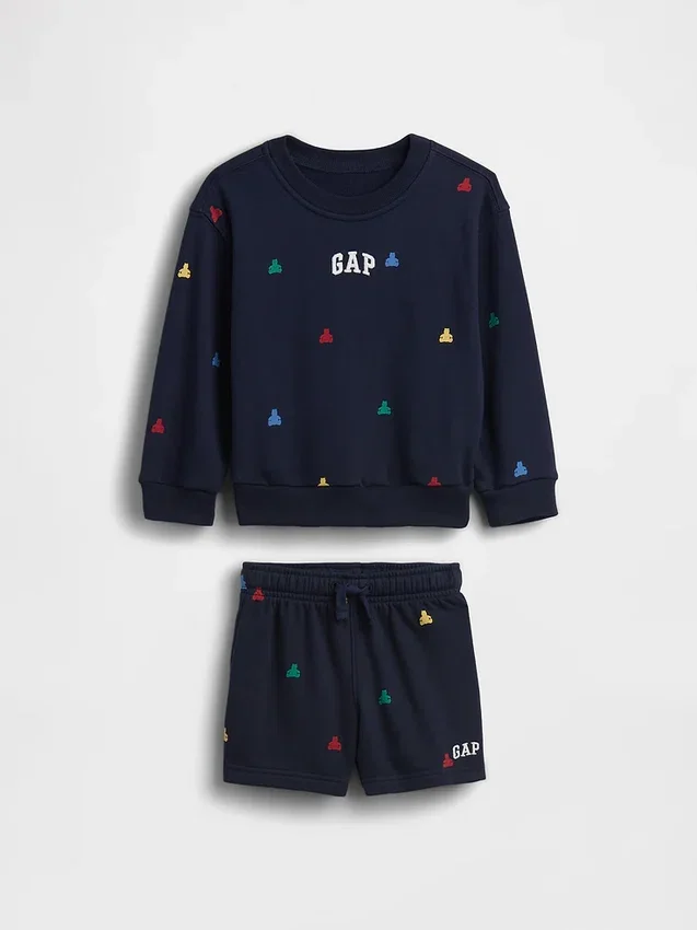 Conjunto de sudadera y pantalones cortos de felpa Vintagesoft para Bebé y Niño