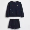 Conjunto de sudadera y pantalones cortos de felpa Vintagesoft para Bebé y Niño