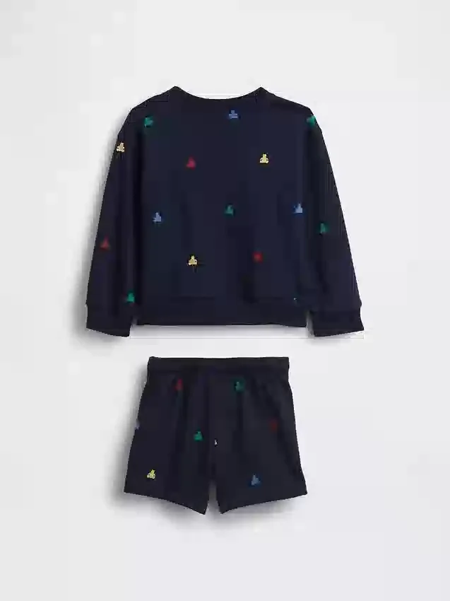 Conjunto de sudadera y pantalones cortos de felpa Vintagesoft para Bebé y Niño